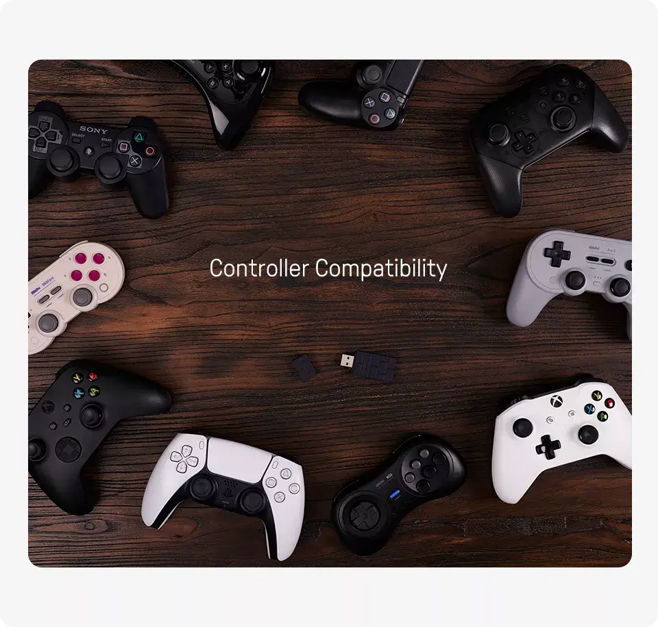 8BitDo Wireless Controller Adapter – Multi-Platform for Xbox, Nintendo Switch, Windows & macOS, Low-Latency, Plug & Play - Alletron Imagem do produto