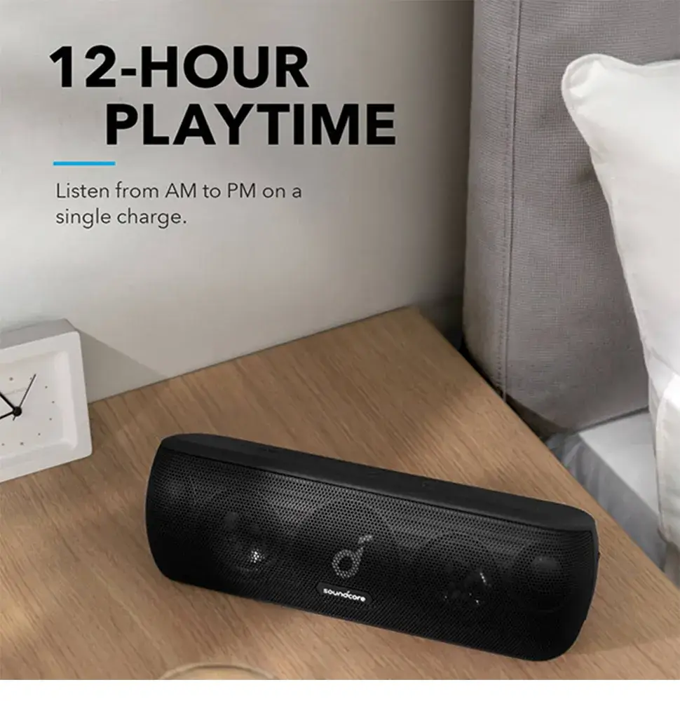 Anker Soundcore Motion+ Bluetooth Speaker – Hi-Res Audio, 30W Output, Deep Bass, 12H Playtime, Waterproof, Portable Wireless Sound - Alletron Imagem do produto