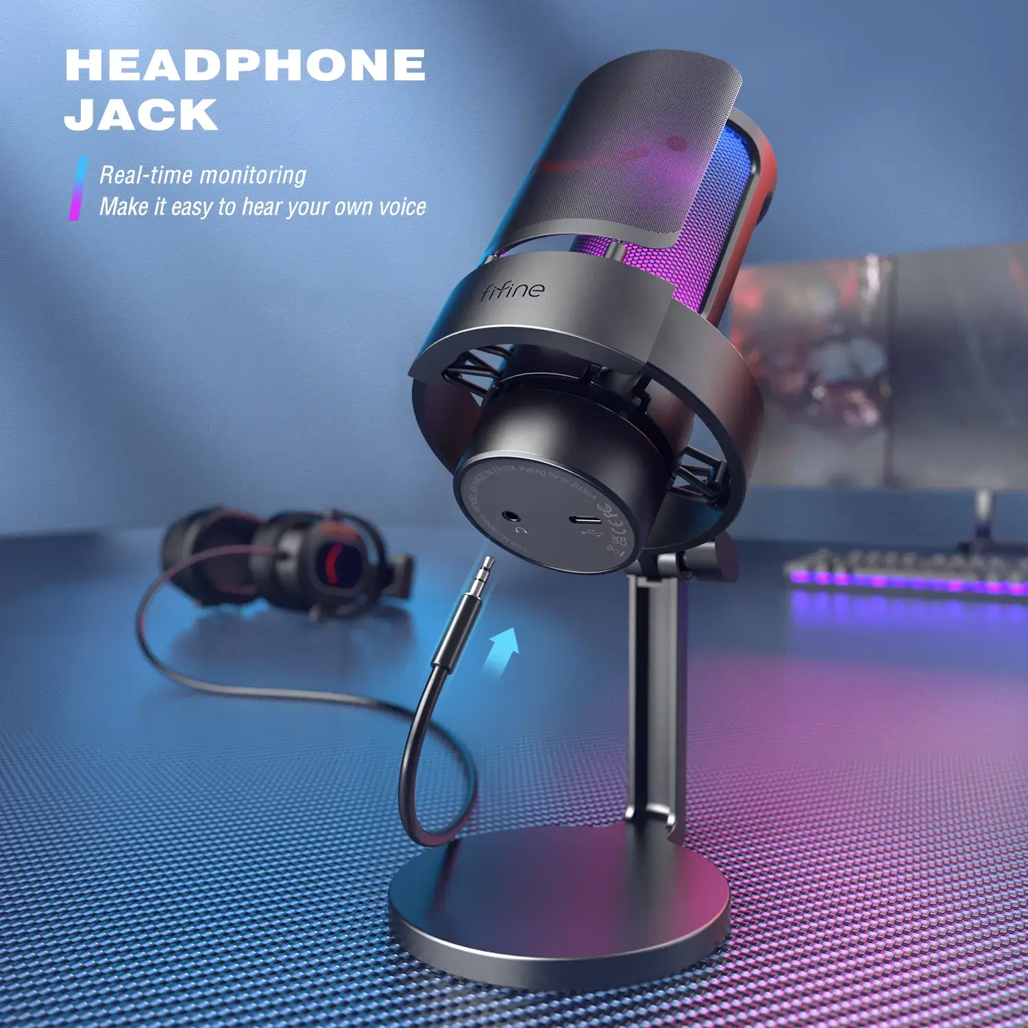 Fifine A8 USB Microphone with RGB lights