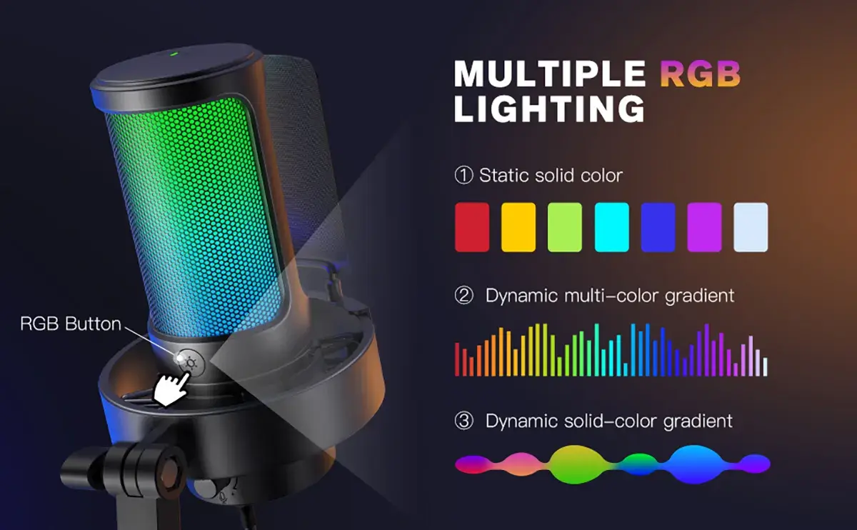 Fifine A8 USB Microphone with RGB lighting