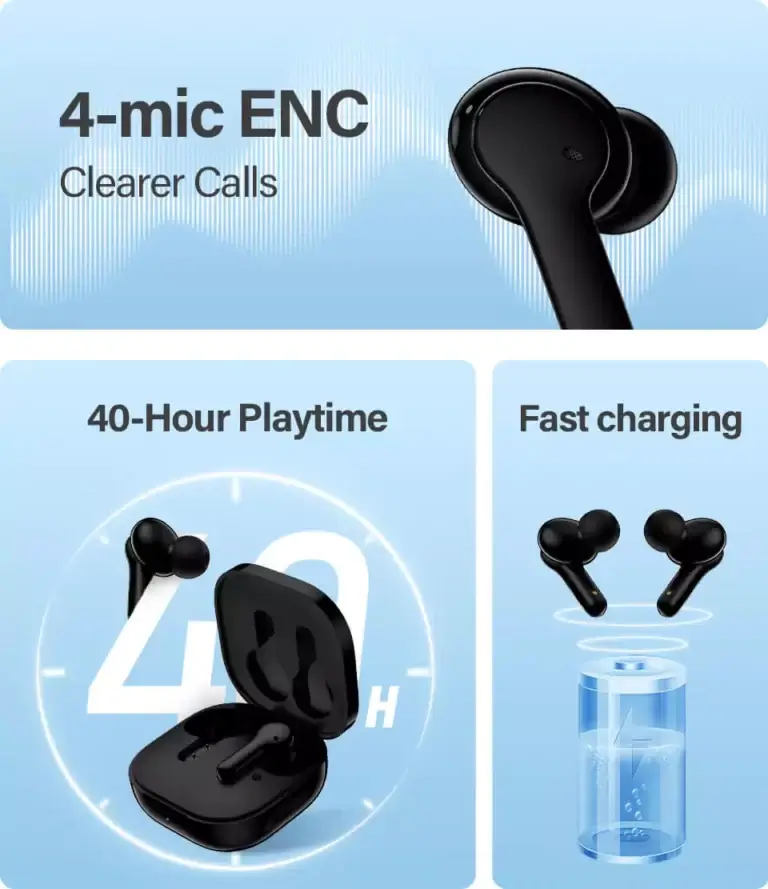QCY T13 Wireless Earbuds – Bluetooth 5.1, Deep Bass, 30H Playtime with Charging Case, Touch Control, Noise Reduction Mic - Alletron QCY T13 Touch Controls in action
