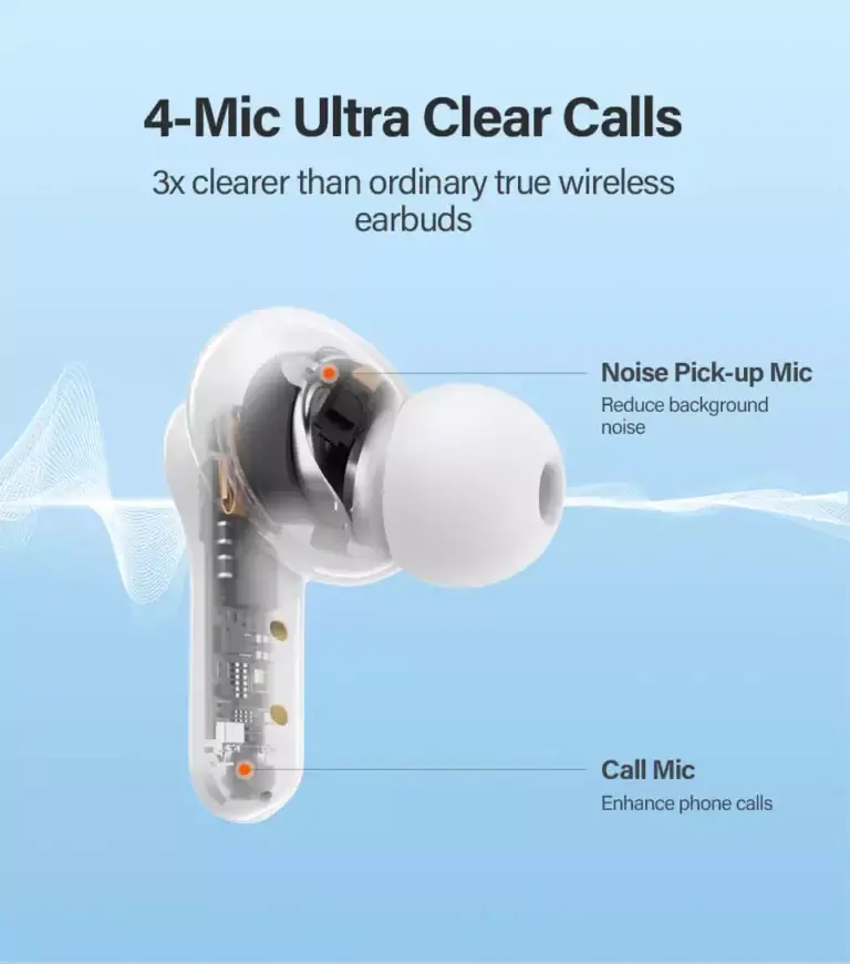 QCY T13 Wireless Earbuds – Bluetooth 5.1, Deep Bass, 30H Playtime with Charging Case, Touch Control, Noise Reduction Mic - Alletron QCY T13 ENC Feature for clear calls