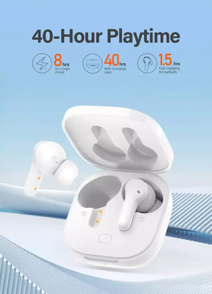 QCY T13 Wireless Earbuds – Bluetooth 5.1, Deep Bass, 30H Playtime with Charging Case, Touch Control, Noise Reduction Mic - Alletron QCY T13 Pink Variant