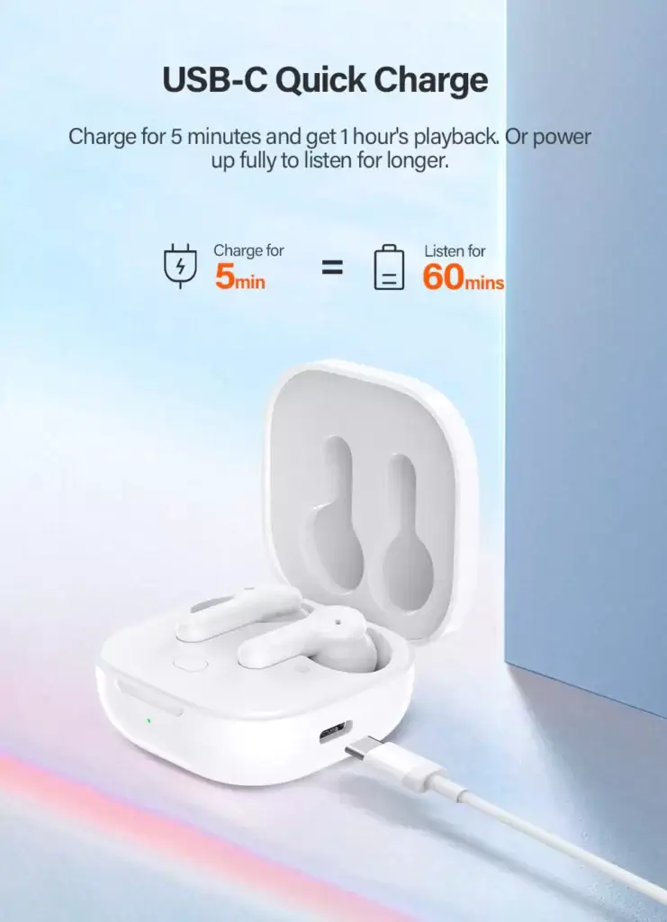 QCY T13 Wireless Earbuds – Bluetooth 5.1, Deep Bass, 30H Playtime with Charging Case, Touch Control, Noise Reduction Mic - Alletron QCY T13 Portable Design