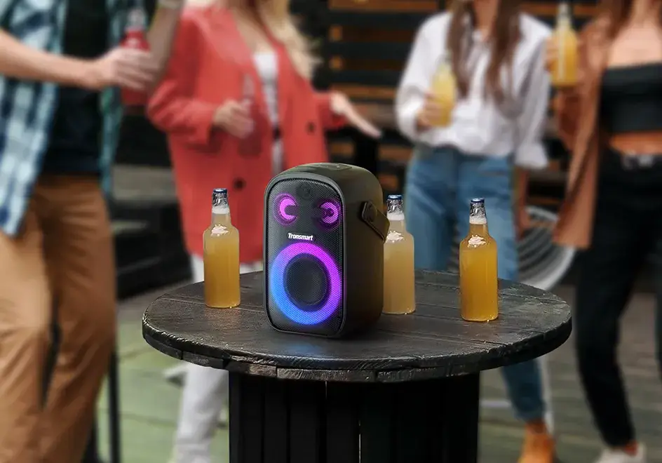 Tronsmart Halo 100 Portable Party Speaker – 60W 3-Way Sound, RGB Light Show, IPX6 Waterproof, 18H Playtime & Power-Bank Function - Alletron Imagem do produto