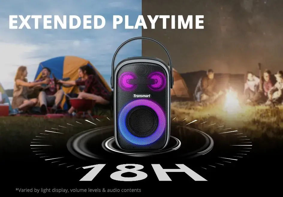 Tronsmart Halo 100 Portable Party Speaker – 60W 3-Way Sound, RGB Light Show, IPX6 Waterproof, 18H Playtime & Power-Bank Function - Alletron Imagem do produto