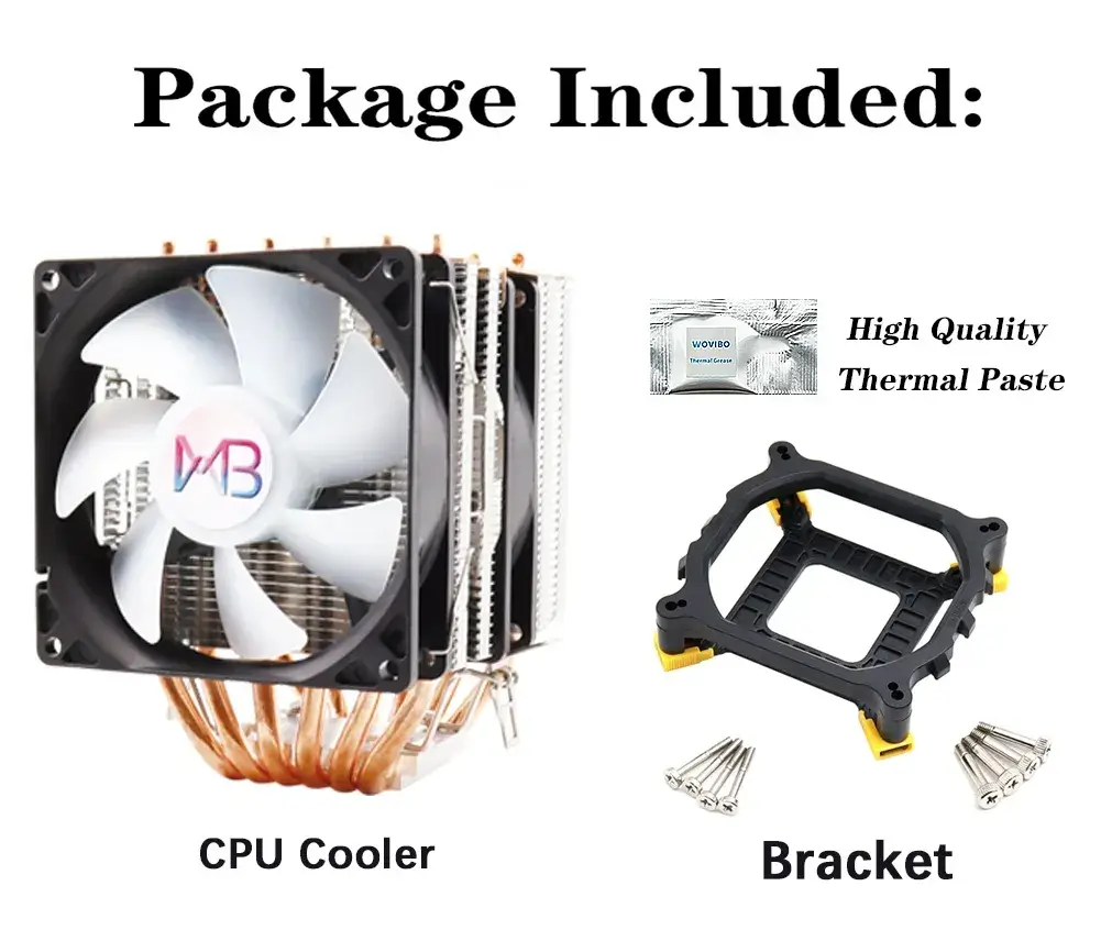 Wovibo CPU Cooler with 6 Heatpipes – High-Performance Air Cooling, 120mm PWM Fan, Quiet Operation, Compatible with Intel & AMD - Alletron Imagem do produto