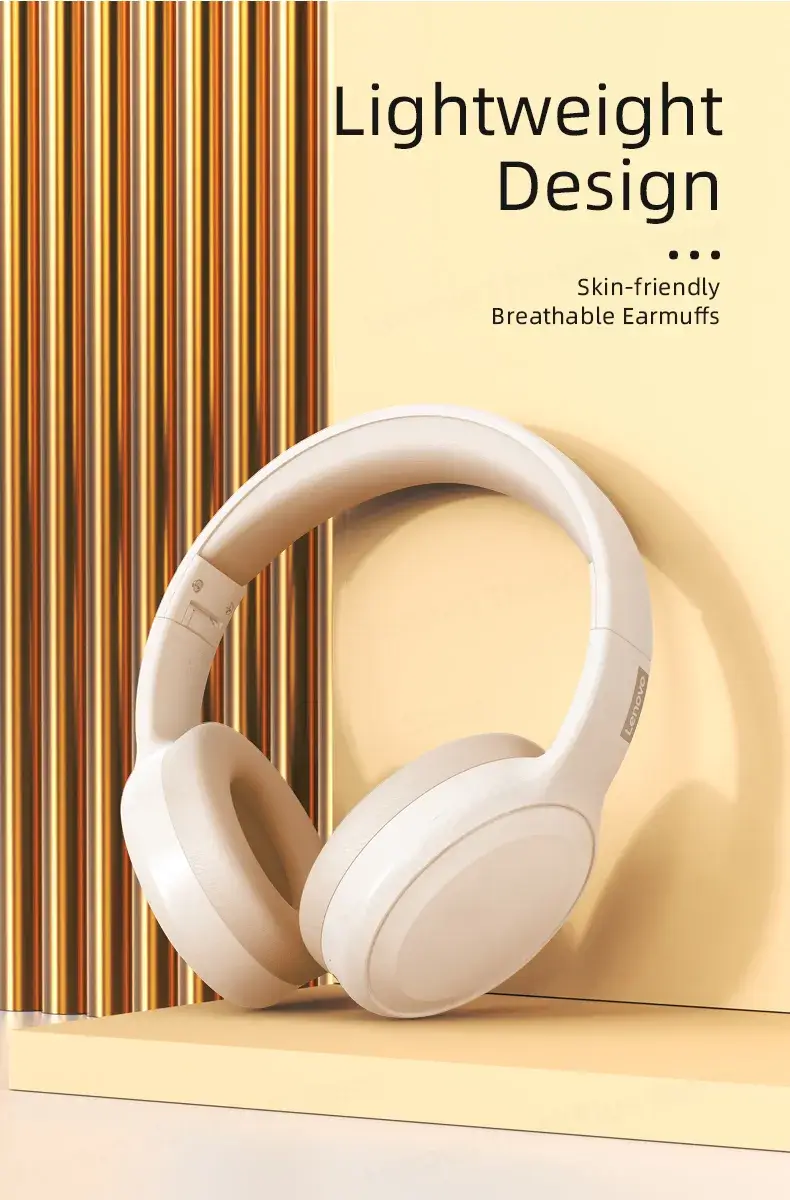 Lenovo Thinkplus TH30 Wireless Headphones – Bluetooth 5.3, Deep Bass, Foldable Design, Long Battery Life, Built-in Mic - Alletron Imagem do produto