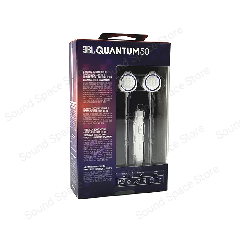 JBL Quantum 50 In-Ear Gaming Earphones – 8.6mm Drivers, Inline Volume & Mic-Mute Controls, Multi-Platform Compatible - Alletron Imagem do produto