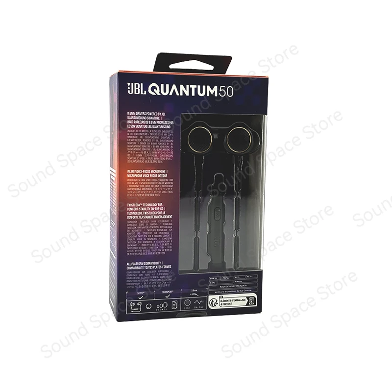 JBL Quantum 50 In-Ear Gaming Earphones – 8.6mm Drivers, Inline Volume & Mic-Mute Controls, Multi-Platform Compatible - Alletron Imagem do produto
