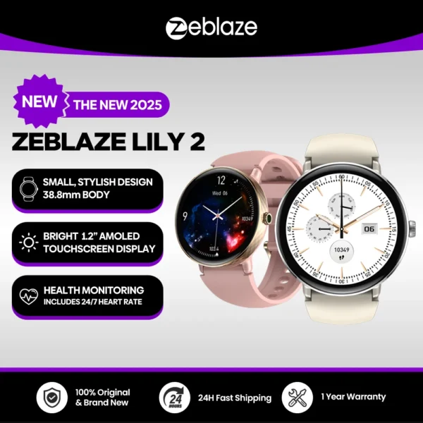 Zeblaze Lily 2 Women's Smartwatch - 1.2" HD AMOLED, Voice Calling & Dual Straps