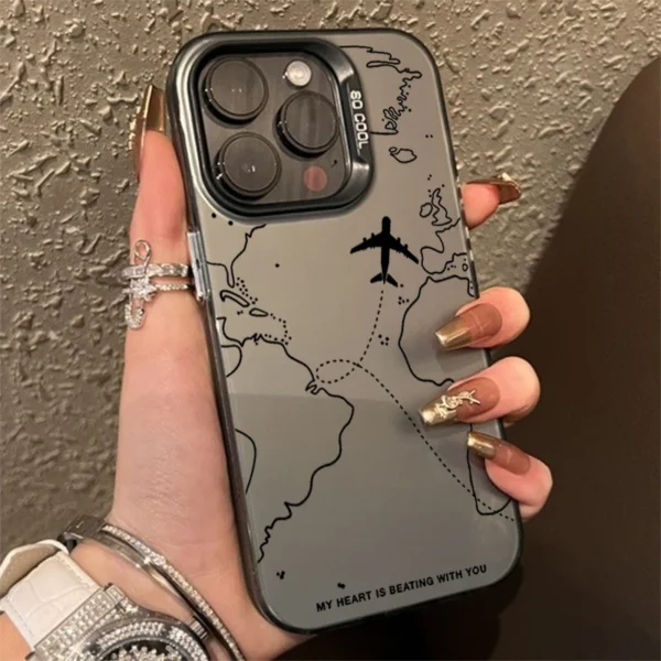 Travel-Inspired Airplane Route Case for iPhone 17 16 15 14 13 12 11 Pro Max & 17 Air