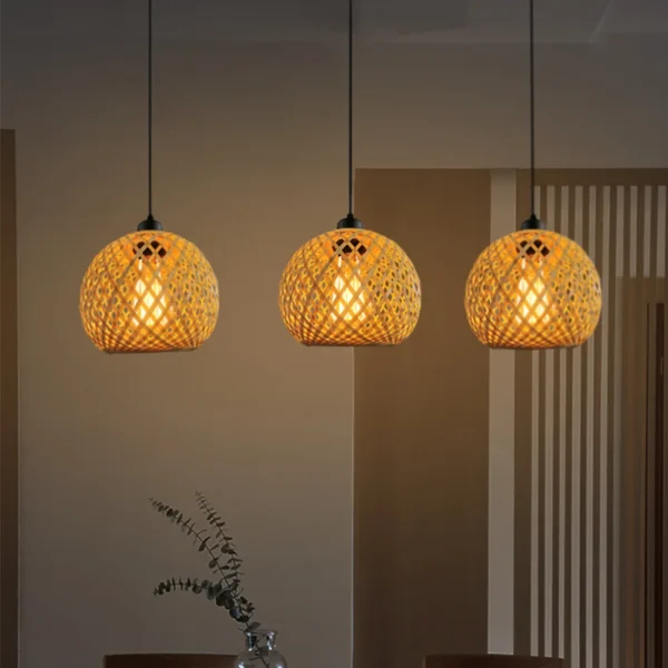 Bamboo Pendant Lamp Premium Handmade Rattan Chandelier Dining Room