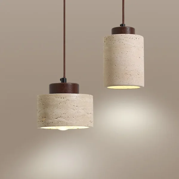 Wabi-Sabi Bedside Chandelier Modern Designer Yellow Cave Stone Warm Ambient Glow