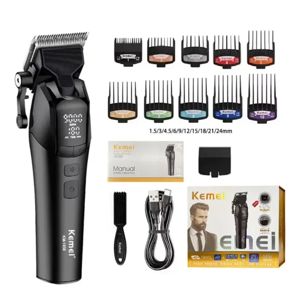 Kemei KM 1858 Hair Clipper: Professional Cordless Trimmer, Long Battery Life