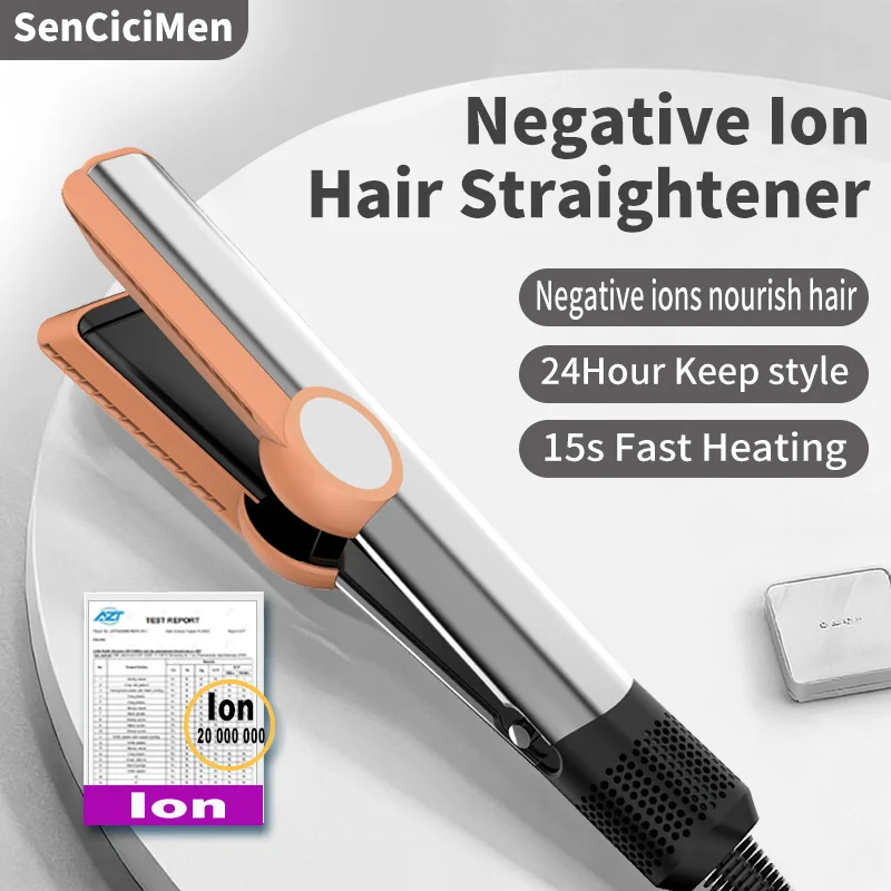 SenCiciMen Hair Straightener Dryer Negative Ion Styling Tool Gift - Alletron Woman styling hair with SenCiciMen 2 in 1 device