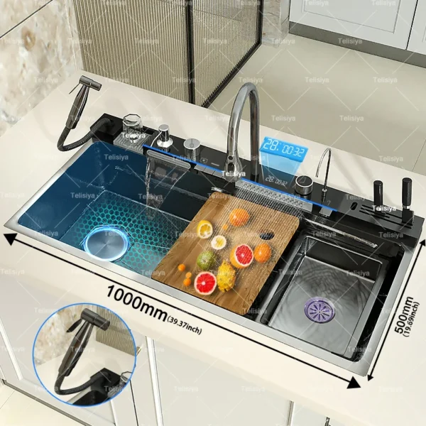 Extra Large Stainless Steel Sink | Digital Display Multifunctional Premium