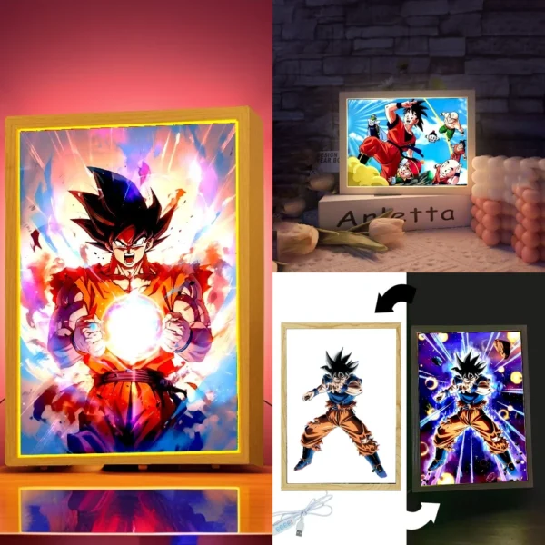 dragon ball light painting Goku Vegeta LED Photo Frame Night Light Original Gift