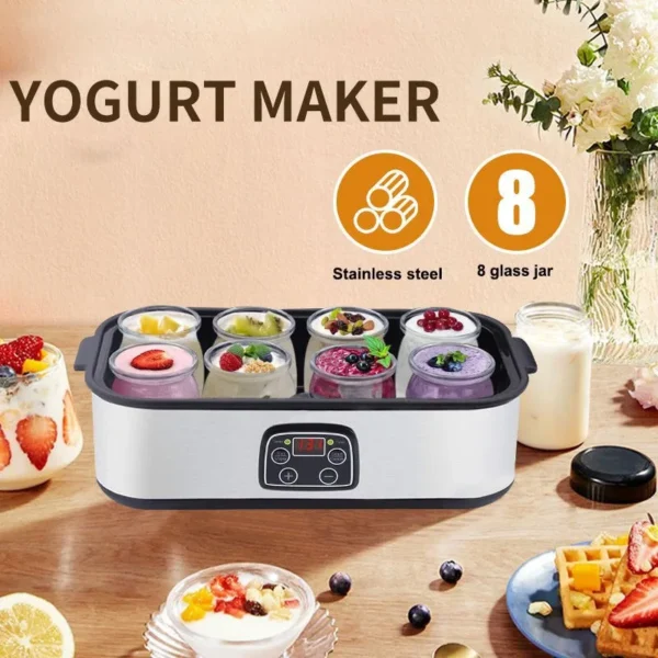 Automatic Yogurt Maker 8 Jar - Pro Pudding & Ice Cream - Healthy Homemade Treats